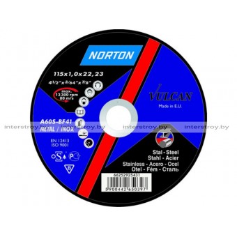 Круг отрезной 115х1.0x22.2 мм для металла Vulcan NORTON -5900442650397