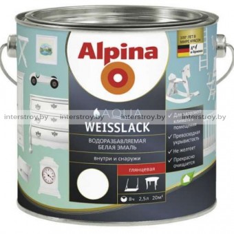 Эмаль Alpina Aqua Weisslack0.75 л Белая глянцевая