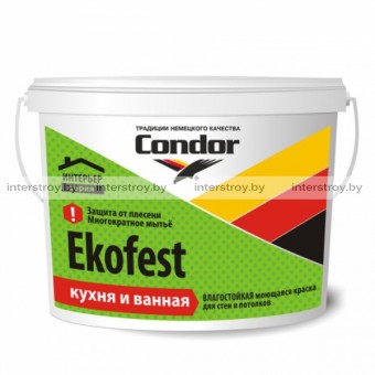 Краска Condor Ekofest Кухня и ванная 2.5 л Белая