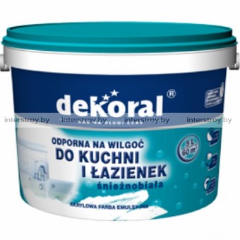 Краска Dekoral Maleinak Plus для кухонь и ванн 3 л Снежно-белая