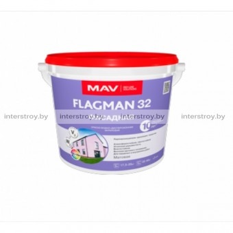 Краска Mav Flagman 32 Фасадная 11 л Белая матовая