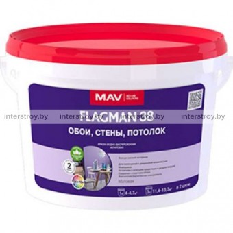 Краска MAV Flagman 38 TR обои стены потолок 3 л Прозрачная