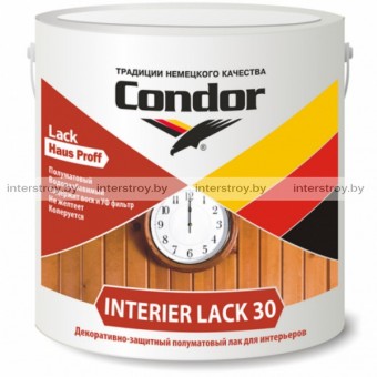 Лак Condor Interier Lack-30 для интерьеров 0.4 кг бесцветный