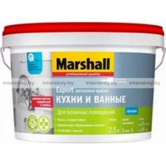 Краска MARSHALL Export Кухни и ванные матовая BW 2.5 л Белый