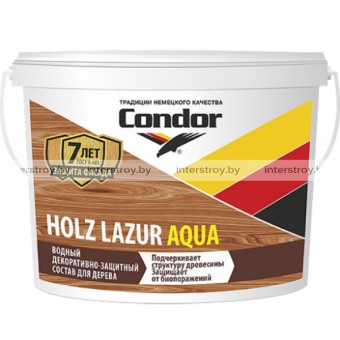 Лак Condor Holz Lazur Aqua 9 кг Махагон
