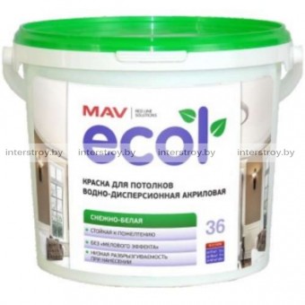 Краска MAV ECOL 36 для потолков 1 л Белая