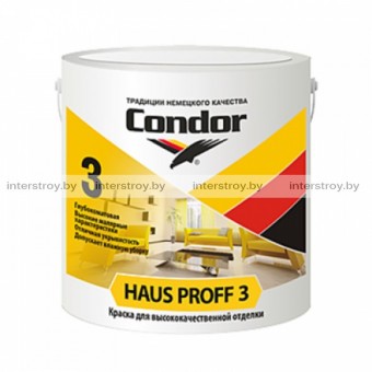 Краска Condor Haus Proff 3 для потолков и стен 0.8 л Белая