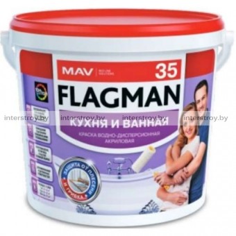 Краска MAV Flagman 35 для кухни и ванной полуглянцевая 3 л Белая