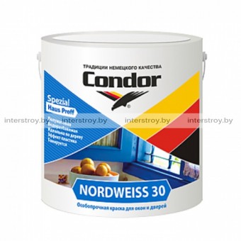 Краска Condor Nordweiss 30 для окон и дверей 0.85 кг Белый