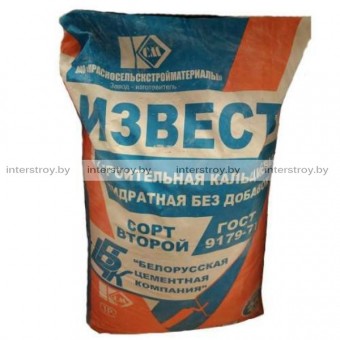Известь строительная Красносельск стройматериалы порошкообразная воздушная гидратная без добавок 2 сорта 25 кг