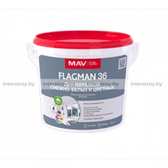 Краска MAV Flagman 36 Для потолков матовая 11 л Белая